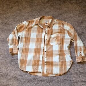 Universal Thread Womens Brown and Cream Plaid Shirt